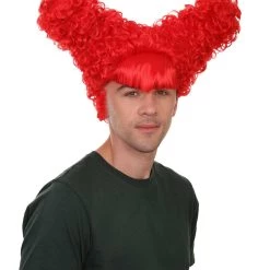 HPO Drama Queen Red Mens Wig | Red Cosplay Halloween Wig | Premium Breathable Capless Cap Men's