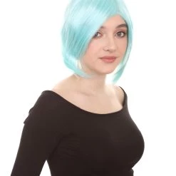HPO Lt Blue Short Party Womens Wig | Fancy Party Event Ready Halloween Wig | Premium Breathable Capless Cap
