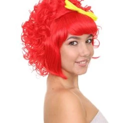HPO Lady Wig | Womens Super Size Jumbo Character Red Cosplay Halloween Wig | Premium Breathable Capless Cap
