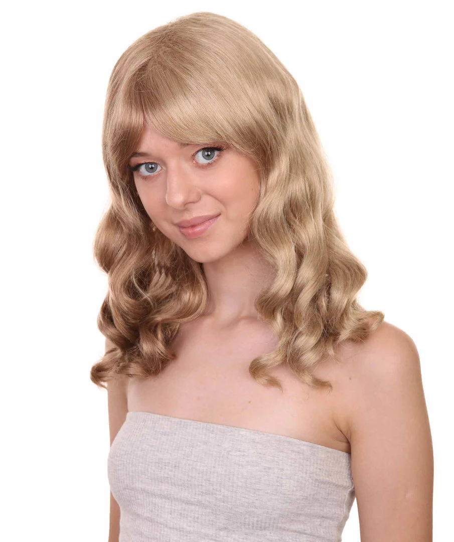 Adult Women's 17" Inch Medium Length Wavy Halloween Taylor Country Pop Star Wig, Synthetic Soft Fiber Hair, Capless Cap Design For Comfort And Fitting | HPO