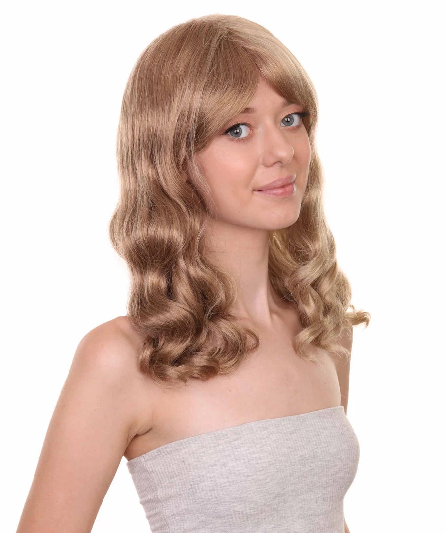 Adult Women's 17" Inch Medium Length Wavy Halloween Taylor Country Pop Star Wig, Synthetic Soft Fiber Hair, Capless Cap Design For Comfort And Fitting | HPO