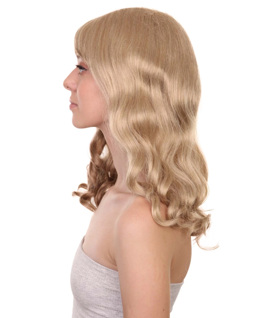 Adult Women's 17" Inch Medium Length Wavy Halloween Taylor Country Pop Star Wig, Synthetic Soft Fiber Hair, Capless Cap Design For Comfort And Fitting | HPO