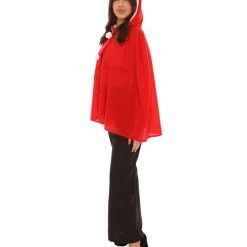 HPO Adult Women's Mrs Santa Claus Hooded Cape Costume | Red Christmas Costume