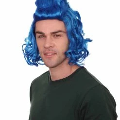 HPO Blue Mens Wig | Cosplay Halloween Wig | Premium Breathable Capless Cap Men's