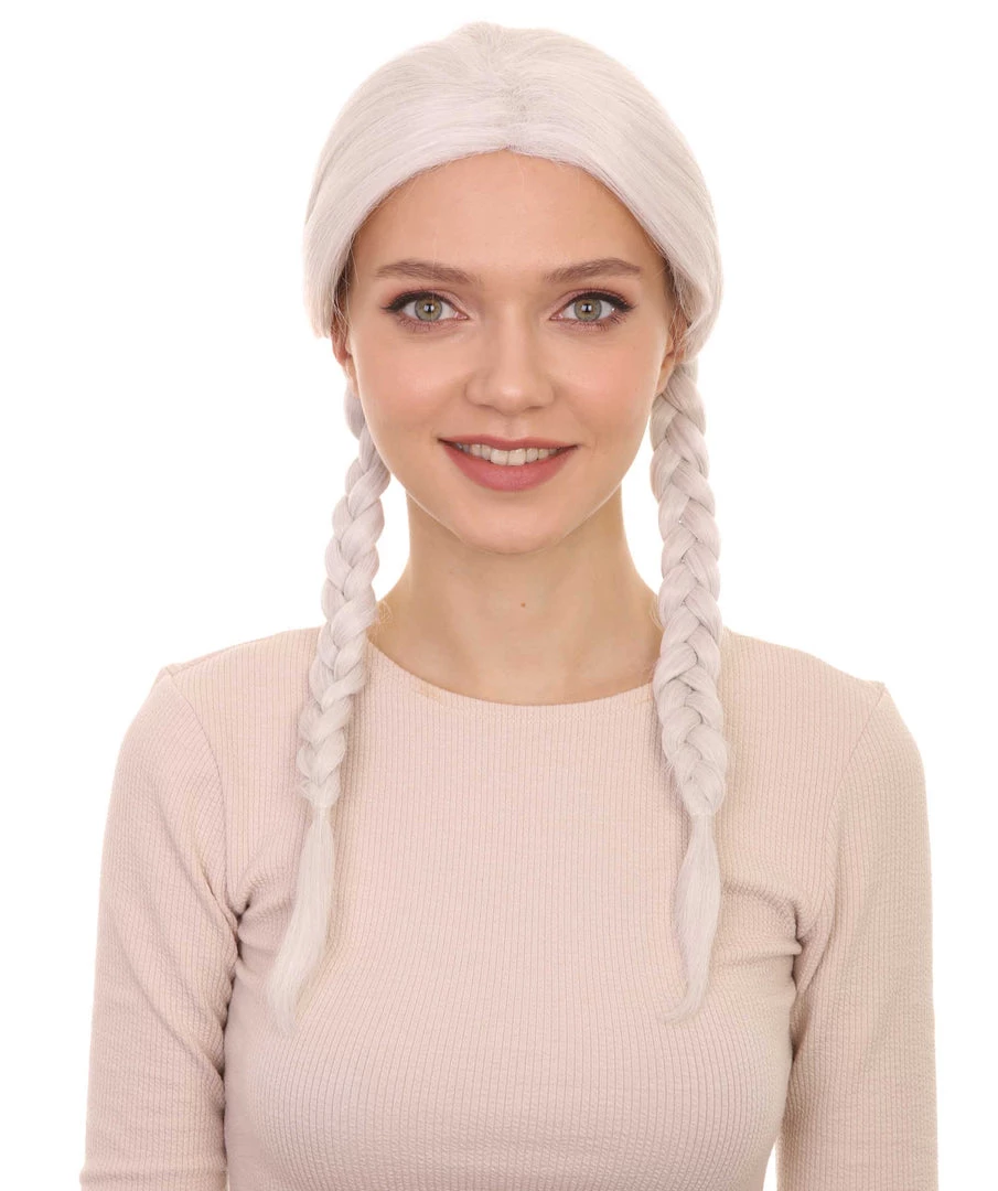 HPO Women's Womens Grandma Wig | White Traditional TV/Movie Party Ready Fancy Cosplay Halloween Wig | Premium Breathable Capless Cap