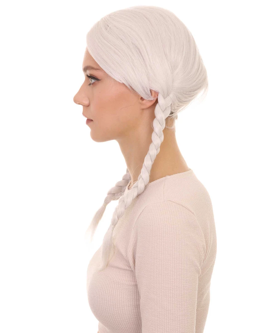 HPO Women's Womens Grandma Wig | White Traditional TV/Movie Party Ready Fancy Cosplay Halloween Wig | Premium Breathable Capless Cap