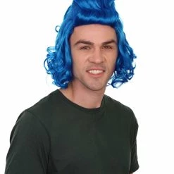HPO Blue Mens Wig | Cosplay Halloween Wig | Premium Breathable Capless Cap Men's
