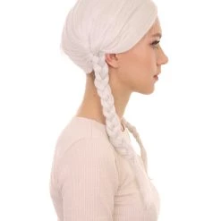 HPO Women's Womens Grandma Wig | White Traditional TV/Movie Party Ready Fancy Cosplay Halloween Wig | Premium Breathable Capless Cap