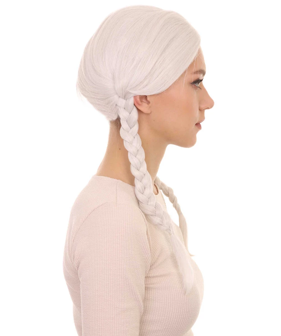 HPO Women's Womens Grandma Wig | White Traditional TV/Movie Party Ready Fancy Cosplay Halloween Wig | Premium Breathable Capless Cap