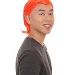 HPO Men's All Back Orange Mens Wig | Cosplay Halloween Wig | Premium Breathable Capless Cap