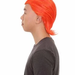 HPO Men's All Back Orange Mens Wig | Cosplay Halloween Wig | Premium Breathable Capless Cap