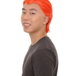 HPO Men's All Back Orange Mens Wig | Cosplay Halloween Wig | Premium Breathable Capless Cap