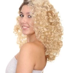 HPO Women's Latina Diva Womens Wig | Long Curly Blond Fancy Halloween Wig | Premium Breathable Capless Cap