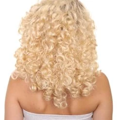 HPO Women's Latina Diva Womens Wig | Long Curly Blond Fancy Halloween Wig | Premium Breathable Capless Cap