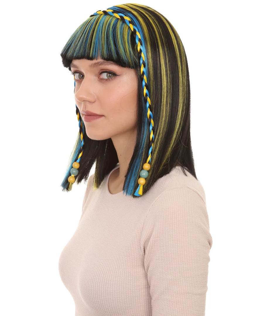 HPO Womens Medium Straight Styles Multi Color Wig | Premium Breathable Capless Cap