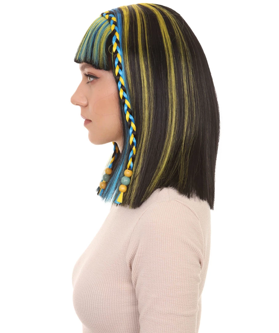 HPO Womens Medium Straight Styles Multi Color Wig | Premium Breathable Capless Cap