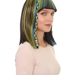 HPO Womens Medium Straight Styles Multi Color Wig | Premium Breathable Capless Cap