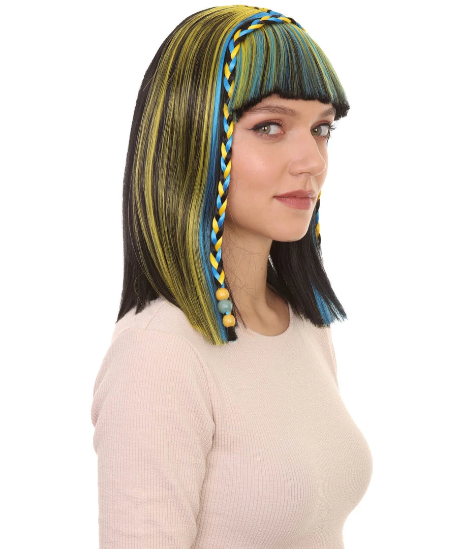 HPO Womens Medium Straight Styles Multi Color Wig | Premium Breathable Capless Cap