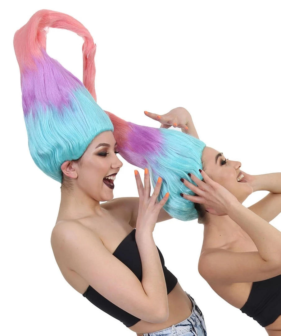 HPO Twin Troll Wig Set | 2 Detachable Rainbow Troll Wigs | Premium Breathable Halloween Wigs For 2