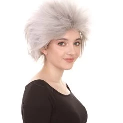HPO Men's 80S Adult Women Rock Style Wig | Grey Cosplay Halloween Wig | Premium Breathable Capless Cap
