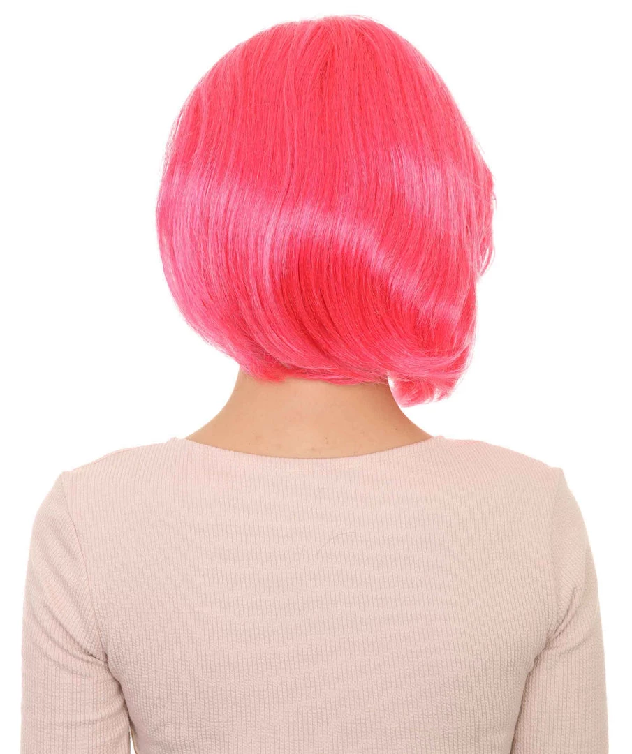 HPO Womens 80s Rave Punk Wig | Pink And Black Rock & Disco Wigs | Premium Breathable Capless Cap