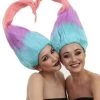 HPO Women Twin Trolls Style Wig | Multicolor Cosplay Wig | Premium Breathable Capless Cap Men's
