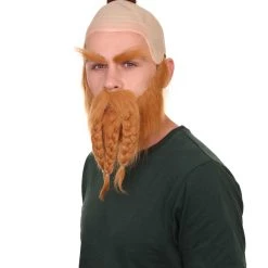 HPO Dwarf Warrior Mens Wig | Full Beard And Moustaches Set Wig Men's
