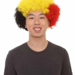 FLAGWIGS Sport Afro Fun Wig Collection | Jumbo Red Yellow Wig