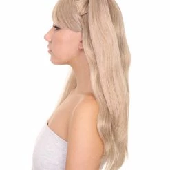 HPO Men's Lolita Cosplay Womens Wig | Long Blond Ponitail Character Wig | Premium Breathable Capless Cap