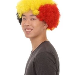 FLAGWIGS Sport Afro Fun Wig Collection | Jumbo Red Yellow Wig