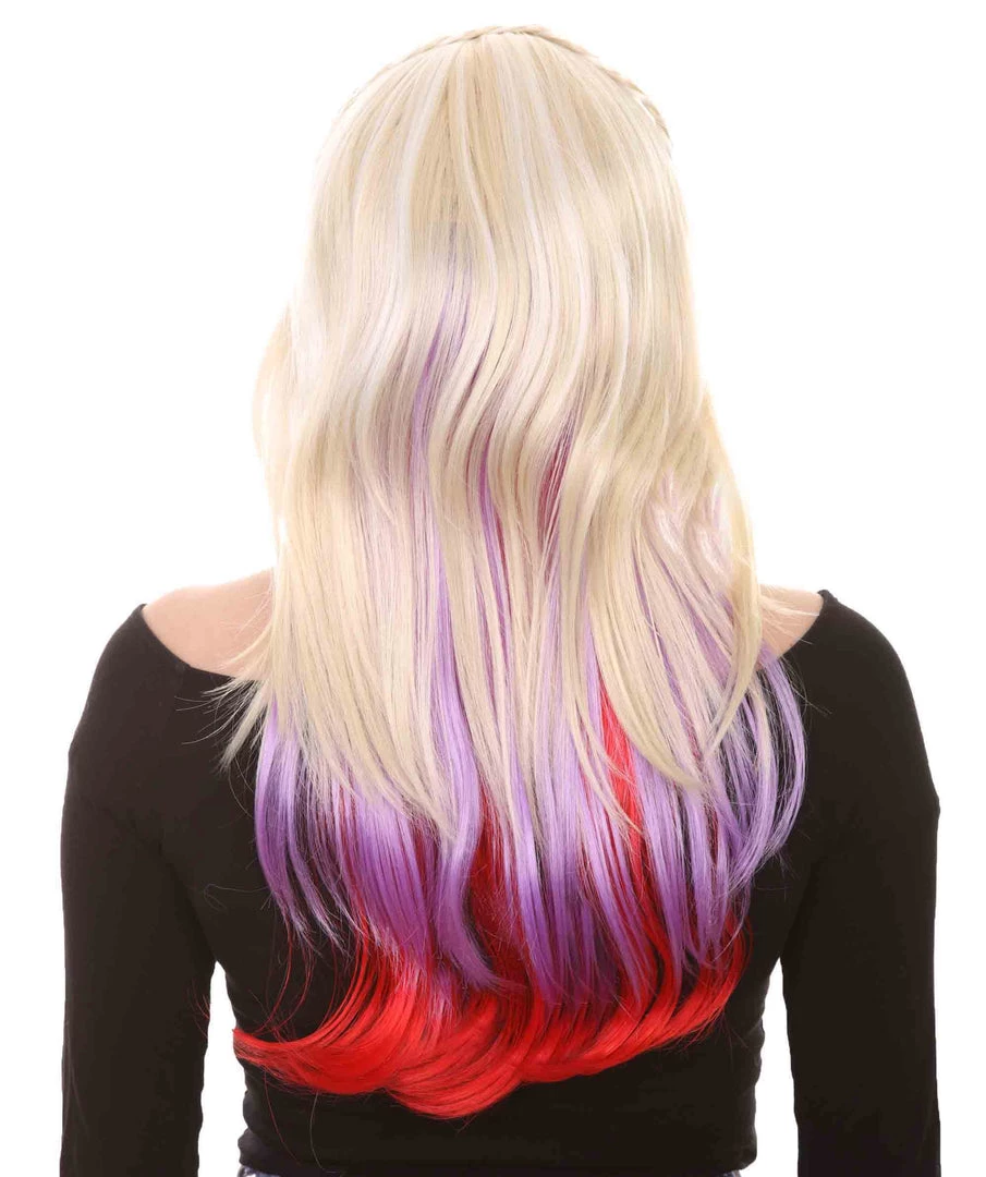 HPO Mixed Color Braided Womens Wig | Fancy Party Event Ready Halloween Wig | Premium Breathable Capless Cap Women's