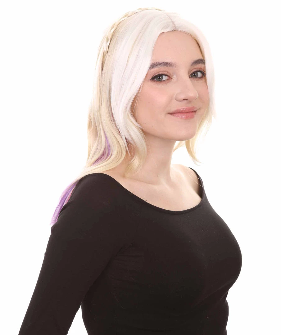 HPO Mixed Color Braided Womens Wig | Fancy Party Event Ready Halloween Wig | Premium Breathable Capless Cap Women's