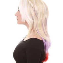 HPO Mixed Color Braided Womens Wig | Fancy Party Event Ready Halloween Wig | Premium Breathable Capless Cap Women's