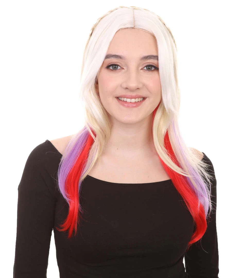 HPO Mixed Color Braided Womens Wig | Fancy Party Event Ready Halloween Wig | Premium Breathable Capless Cap Women's