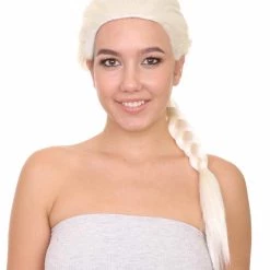 HPO Women's Womens Princess Wig | Traditional Braided White Royal Wig | Premium Breathable Capless Cap