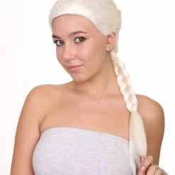 HPO Women's Womens Princess Wig | Traditional Braided White Royal Wig | Premium Breathable Capless Cap