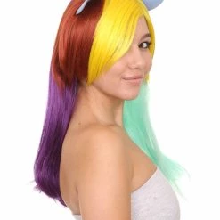 HPO Rainbow Unicorn Womens Wig | Colorful Party Ready Fancy Cosplay Halloween Wig | Premium Breathable Capless Cap Women's