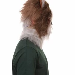 HPO Furry Fox Collection | Men's White And Brown Straight Furry Fox Cosplay Wig | Premium Breathable Capless Cap