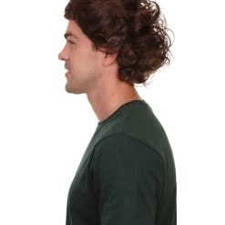 HPO Curly Brown Mens Wig | Cosplay Halloween Wig | Premium Breathable Capless Cap Men's