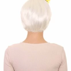 HPO Women's White Short Wig With Hair Clip Set | TV/Movie Wigs | Premium Breathable Capless Cap