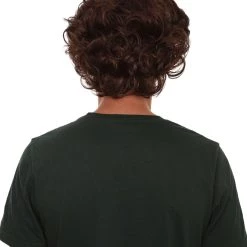 HPO Curly Brown Mens Wig | Cosplay Halloween Wig | Premium Breathable Capless Cap Men's