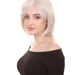 HPO Short Grey Women's Wig | Bob Cosplay Halloween Wig | Premium Breathable Capless Cap