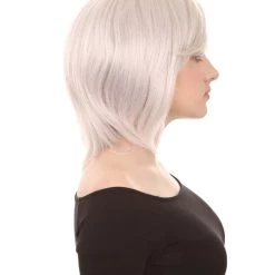HPO Short Grey Women's Wig | Bob Cosplay Halloween Wig | Premium Breathable Capless Cap