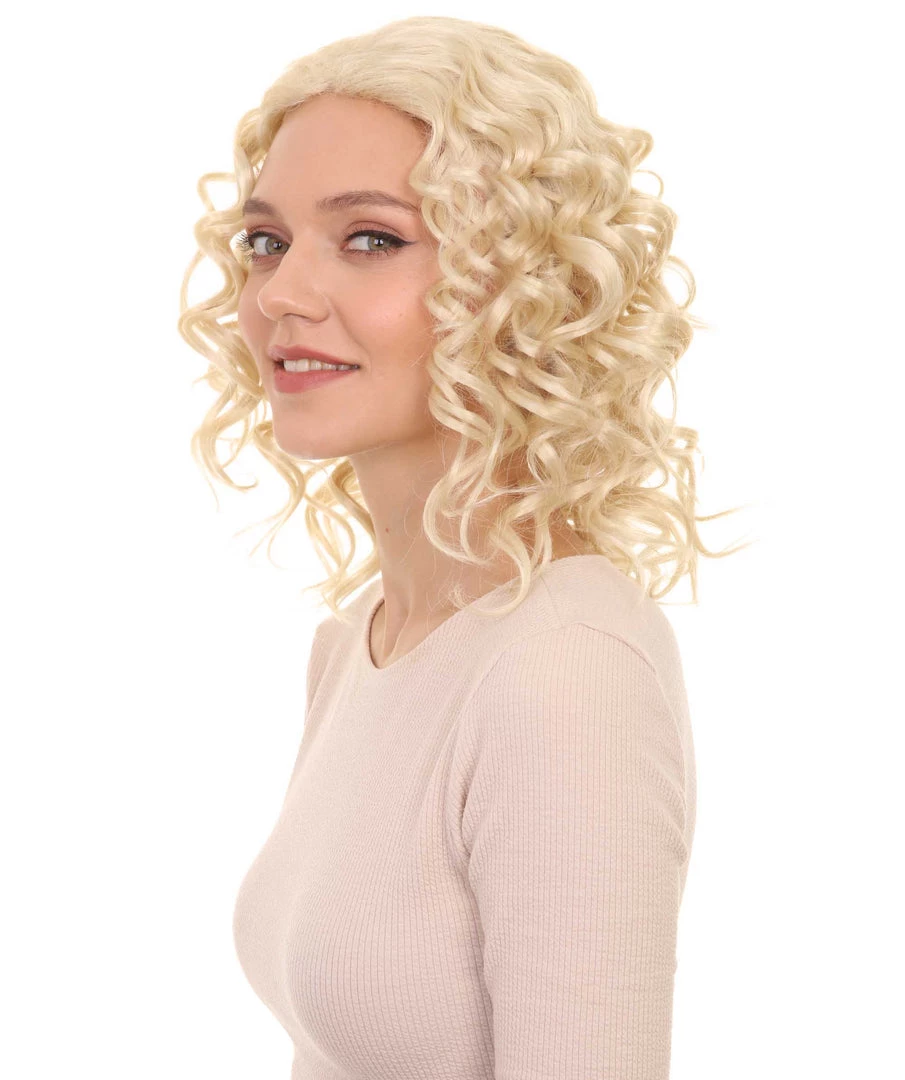 HPO The Bad Girl Curly Blonde Womens Wig | Sexy Cosplay Party Halloween Wig | Premium Breathable Capless Cap Women's