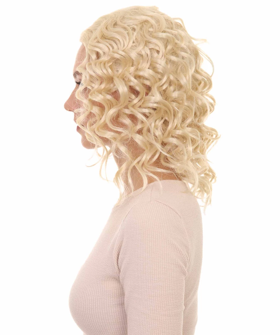 HPO The Bad Girl Curly Blonde Womens Wig | Sexy Cosplay Party Halloween Wig | Premium Breathable Capless Cap Women's