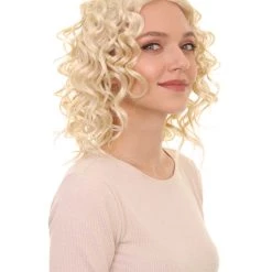 HPO The Bad Girl Curly Blonde Womens Wig | Sexy Cosplay Party Halloween Wig | Premium Breathable Capless Cap Women's