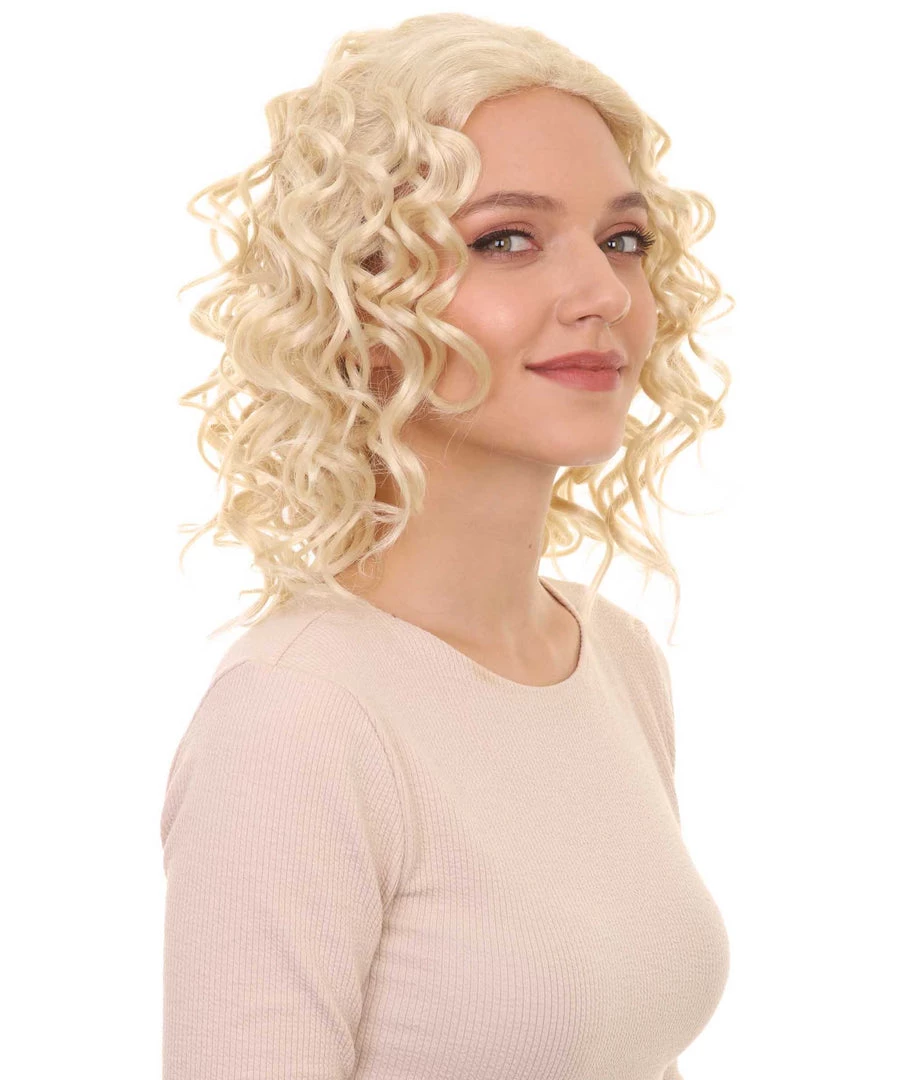 HPO The Bad Girl Curly Blonde Womens Wig | Sexy Cosplay Party Halloween Wig | Premium Breathable Capless Cap Women's