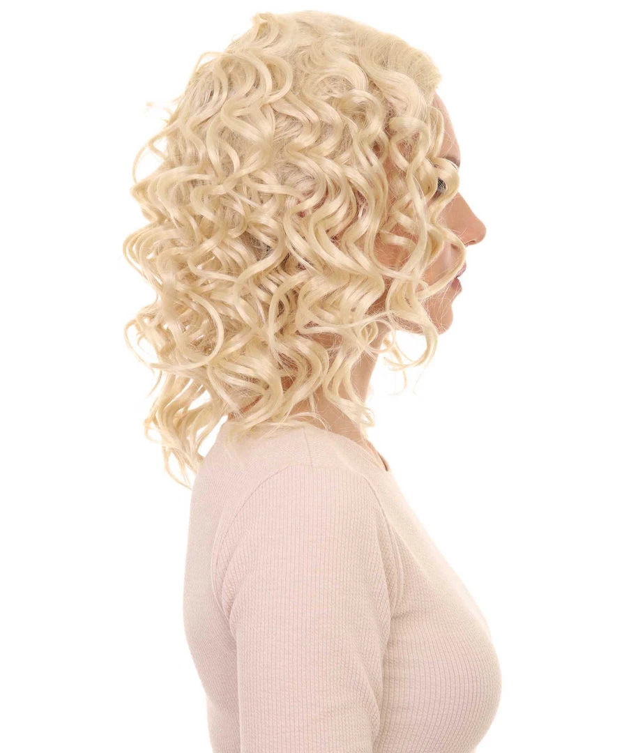 HPO The Bad Girl Curly Blonde Womens Wig | Sexy Cosplay Party Halloween Wig | Premium Breathable Capless Cap Women's