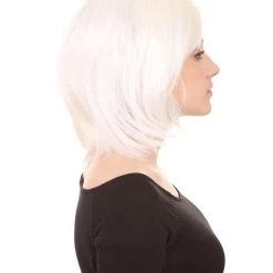 HPO Short White Womens Wig | Medium Bob Cosplay Halloween Wig | Premium Breathable Capless Cap Men's