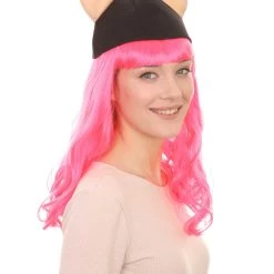 HPO Women's Womens Wolf Wig With Hat | Pink TV/Movie Wigs | Premium Breathable Capless Cap